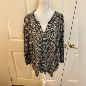 Lucky Brand black and cream tunic, Large